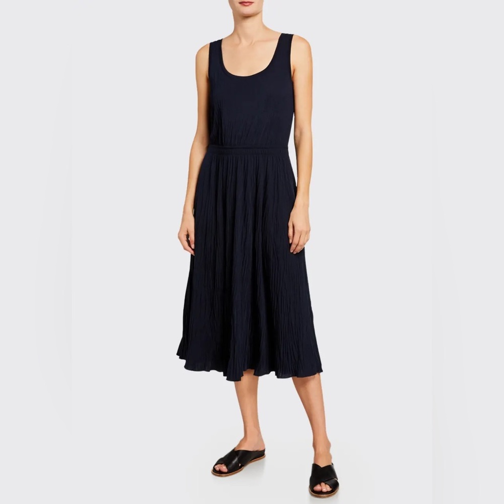 New‎ Vince Pleated Jersey Sleeveless Scoop Neck Midi Tank Dress M